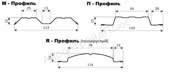 Схема профилей металлоштакетника